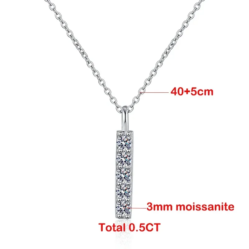 0.5CTTW Certified Excellent Cut Moissanite Pendant for Women S925 Sterling Silver Necklace Elegant Shiny Diamond Jewelry