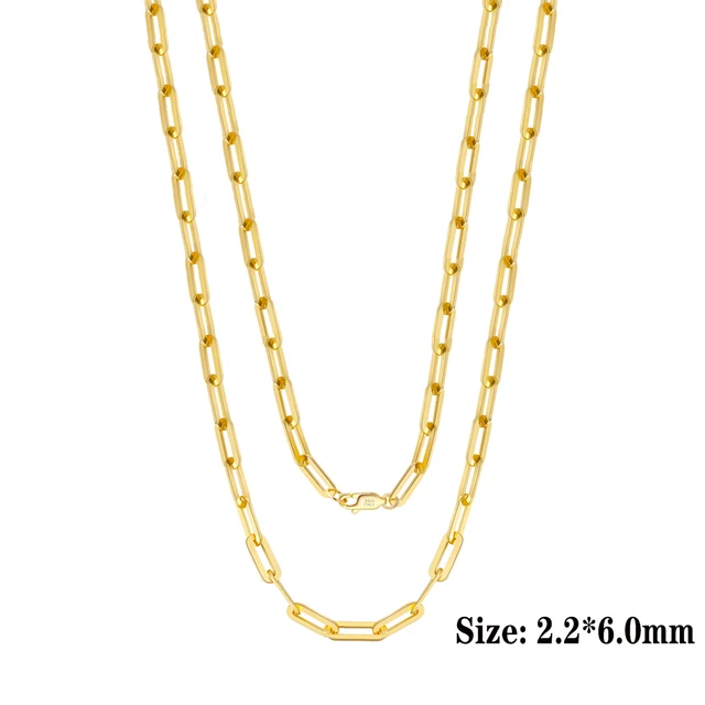 JEWELS 6mm 9mm 12mm Sizes Paperclip Link Chain Necklace 925 Sterling Silver 14k Gold Chain Man Woman Necklaces as Gift SC39