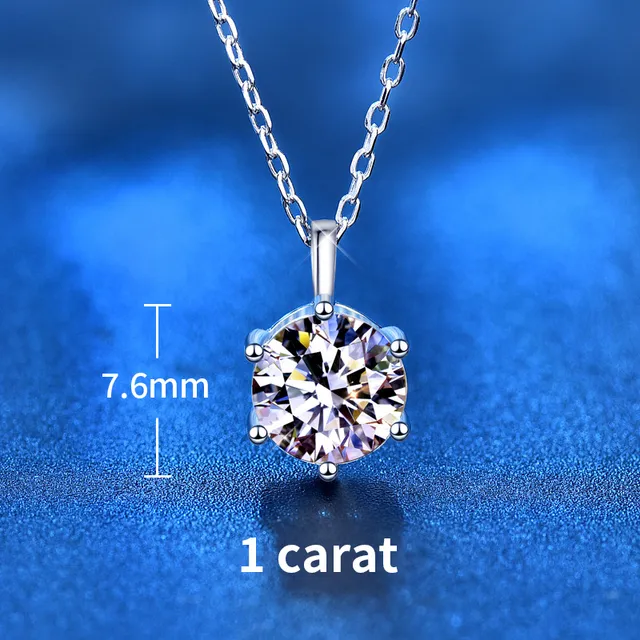 2.0ct VVS1 D Color Moissanite Necklace 925 Soild Sterling Sliver Chain with Certificate Fine Jewelry for Woman