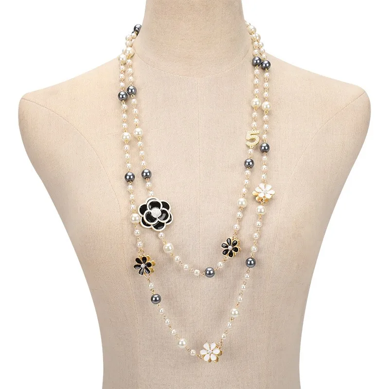 Imitation Pearl Sweater Chain For Women Sweet Romantic White Long Necklace Daily Wearable Jewelry