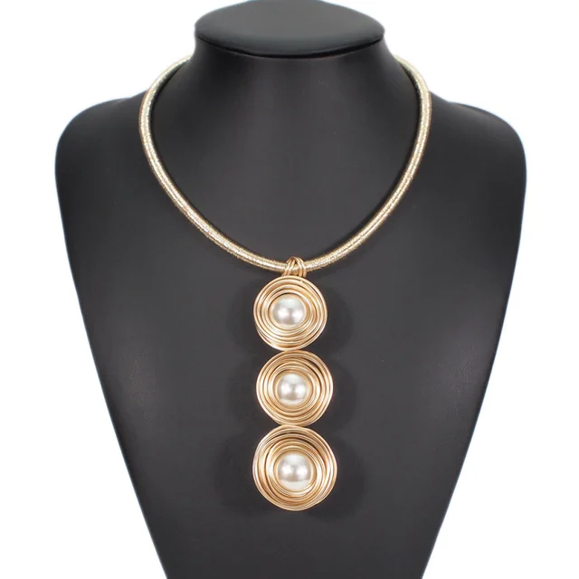 Simulated Pearl Chokers Necklaces For Women Handmade Rope Chain Bib Collar Maxi Statement Necklace Jewelry