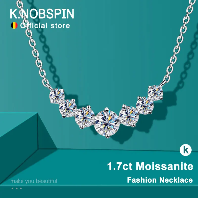 Moissanite Necklace for Woman Wedding Fine Jewely with Certificates 925 Sterling Sliver Plated 18k White Gold Necklace