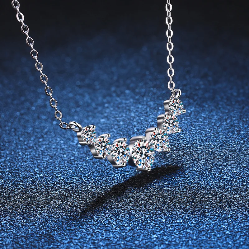 Moissanite Necklace for Woman Wedding Fine Jewely with Certificates 925 Sterling Sliver Plated 18k White Gold Necklace