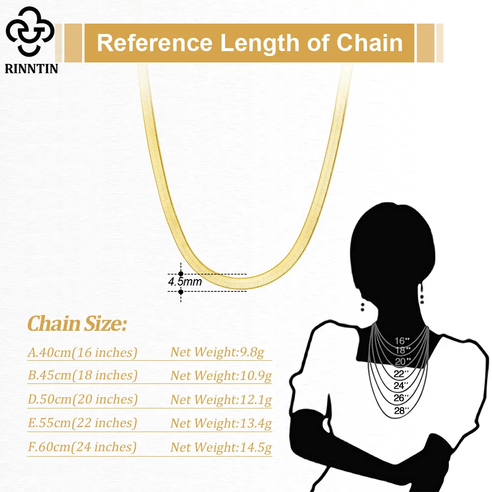 925 Sterling Silver Unique 3mm/4.5mm Flat Herringbone Snake Chain for Women Men Punk Blade Chain Necklace Jewelry SC35Pr