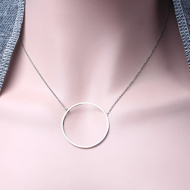 Stainless Steel Chain Choker Neckless For Women Heart Star Round Pendant Necklace Korean Necklace Women Jewelry