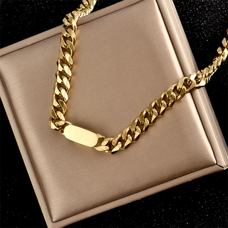 316L Stainless Steel Thick Chain Necklace Female Fashion Retro Hip-hop Punk Style Prevent Allergy Mujer Bijoux Wholesale