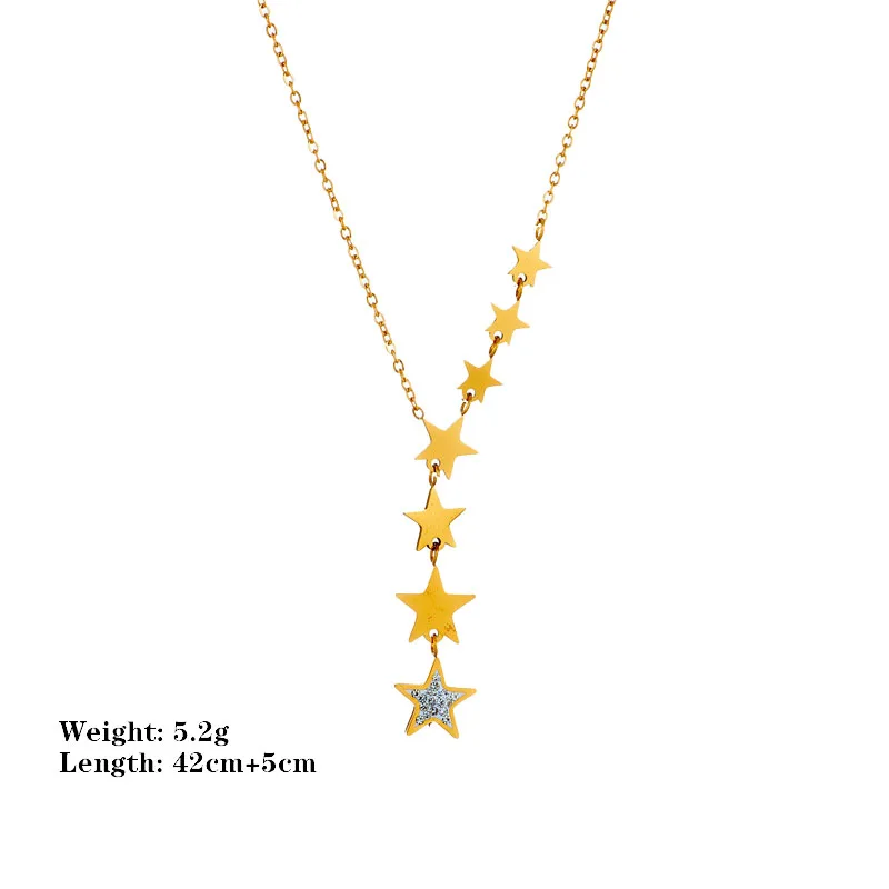 Fashion Zircon Multip Stars Pendant Necklace For Women Female Gold Color Stainless Steel Clavicle Chains Wedding Jewelry Gift