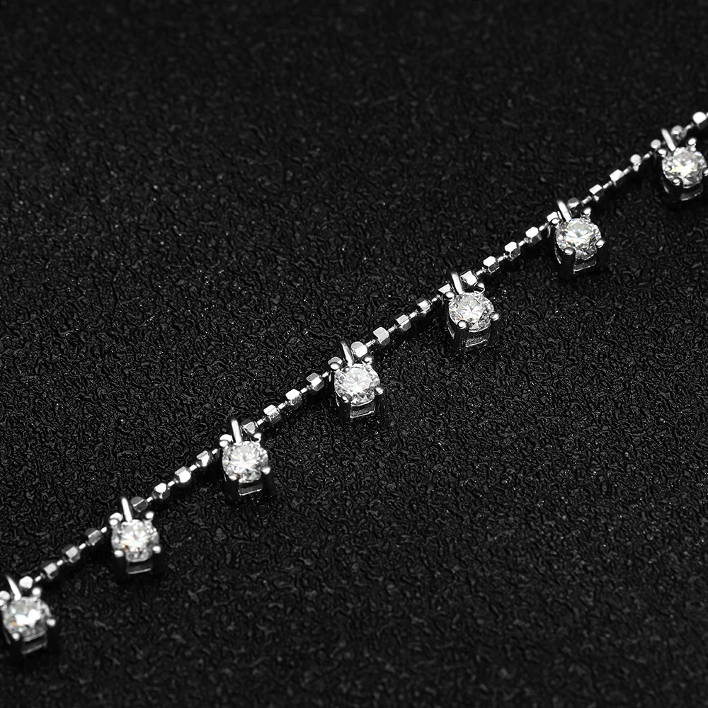 Serenity Day Real D Color 30 Stones 3mm 4mm Full Moissanite Brilliant Necklace For Women 100% S925 Sterling Silver Fine Jewelry