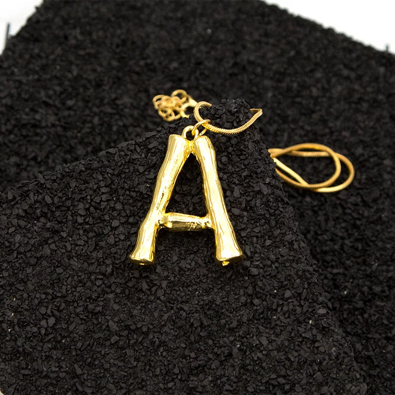 Choker Alphabet Pendants Gold Color Copper Big Large initial A-Z Letter Pendant Necklace 26 Initial Collares Jewelry