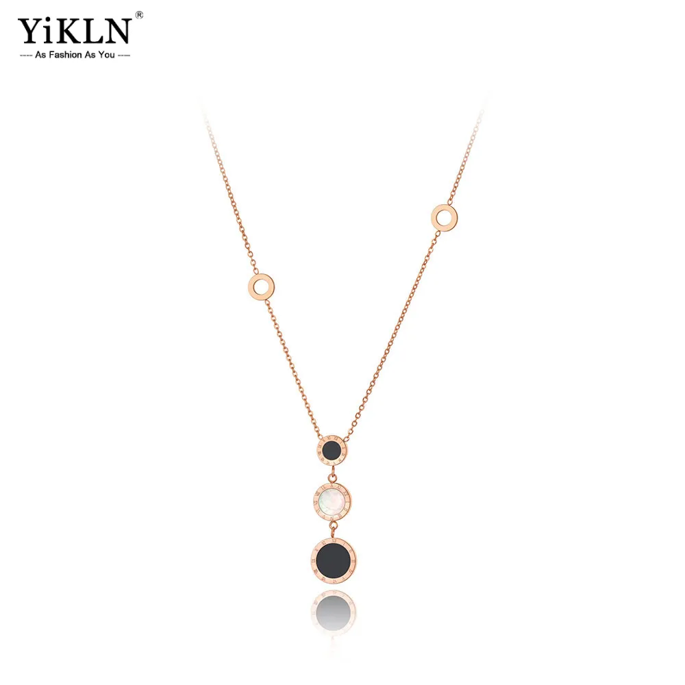Vintage Stainless Steel Roman Numeral Charm Choker Necklace Trendy Shell Pendant Chain & Link Jewelry For Women YN20051