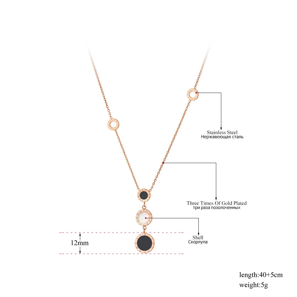 Vintage Stainless Steel Roman Numeral Charm Choker Necklace Trendy Shell Pendant Chain & Link Jewelry For Women YN20051