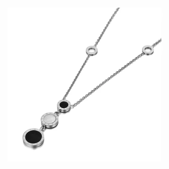 Vintage Stainless Steel Roman Numeral Charm Choker Necklace Trendy Shell Pendant Chain & Link Jewelry For Women YN20051