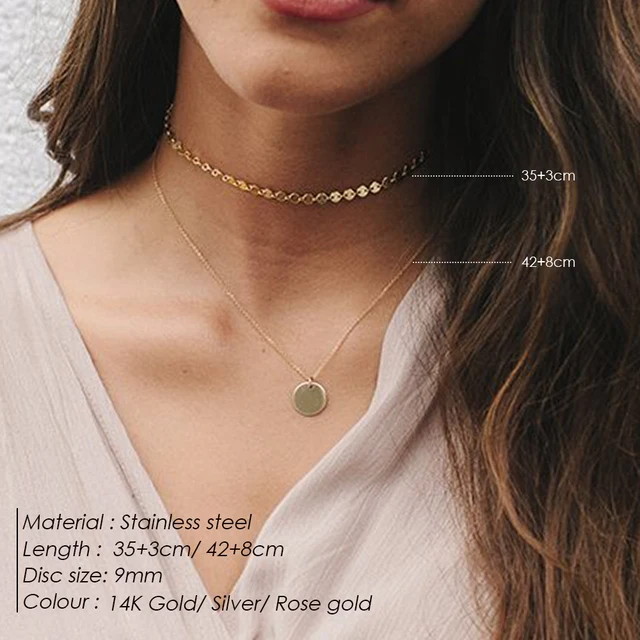 2 Pcs Layered Necklace Women Not Darken Pendant Necklace Real 316L Stainless Steel Necklace  Chokers Jewelry