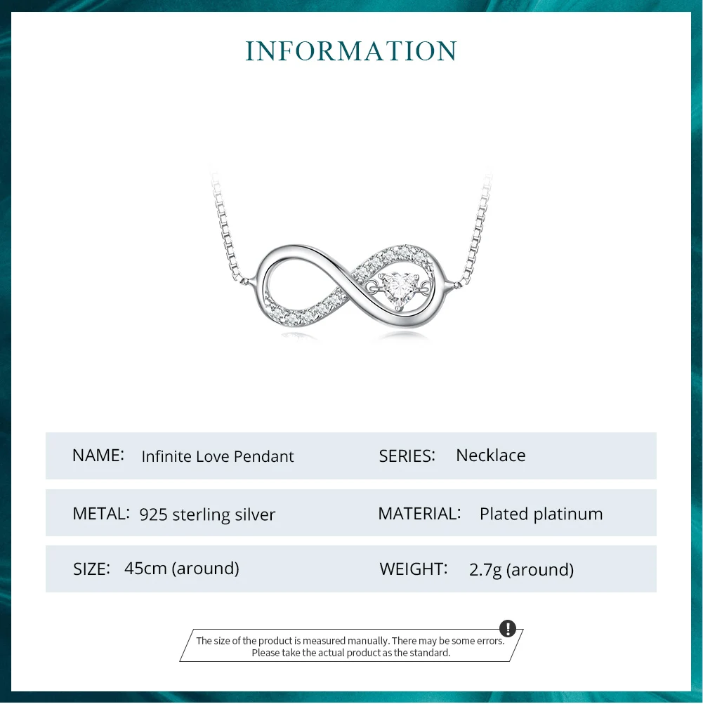 bamoer Infinity Love Family Forever Short Chain Necklace for Women Clear CZ 925 Sterling Silver Fashion Jewlery SCN352Product se