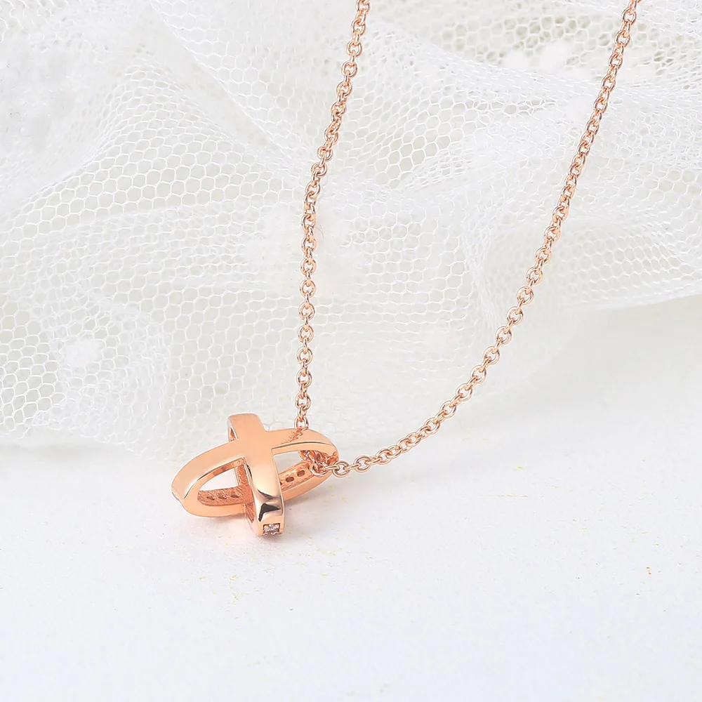 Pendants Necklace For Women Hollow Cross Rose Gold Color Choker Chain Fashion Necklaces Jewelry Daily Gift N205