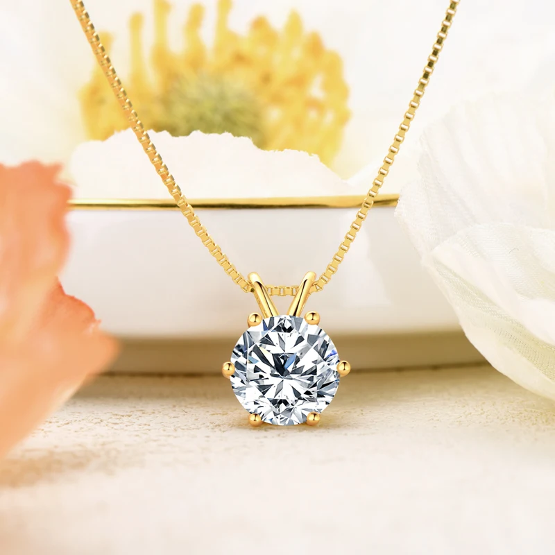 Luxury 3.0 Carat Moissanite Pendant Necklaces for Women Real 925 Silver 1ct 2ct Diamond Necklace Engagement Jewelry Gifts