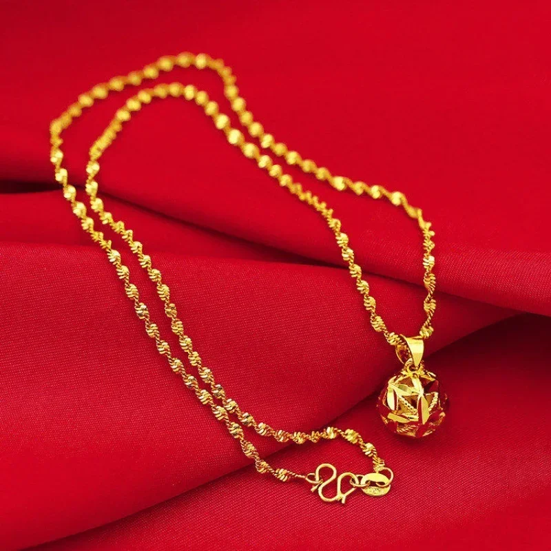 Gold 18K rose 999 necklace women's pendant jewelry fashion clavicle chain