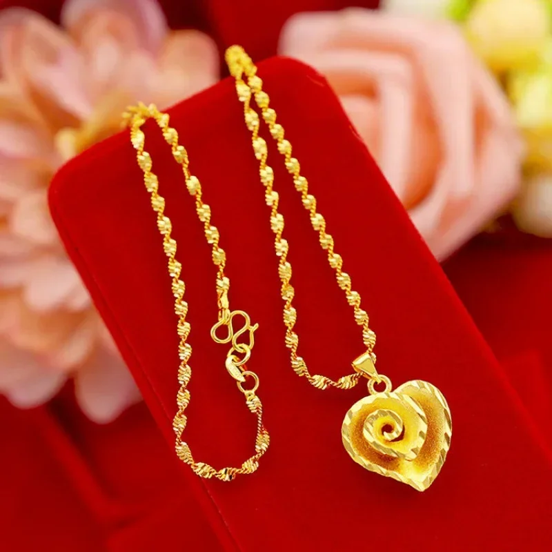 Gold 18K rose 999 necklace women's pendant jewelry fashion clavicle chain