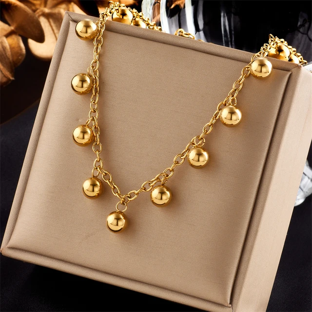 316L Stainless Steel Necklace Ball Pendant Accessories for Women Simple Charming Temperament Party Jewelry Gift Collier
