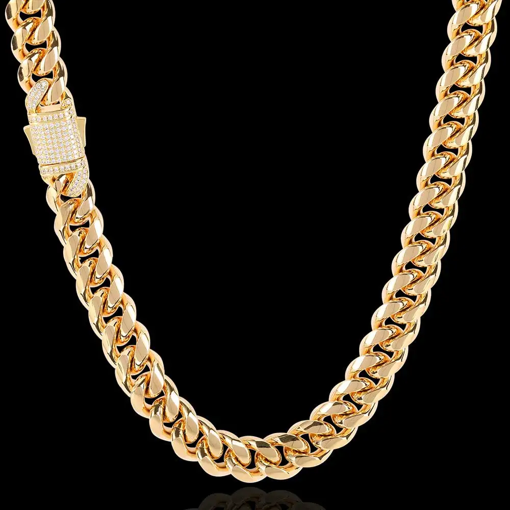 Fashion Jewelry Bling Stone Stainless Steel Hip Hop Cuban Link Chain Necklace Items For Women