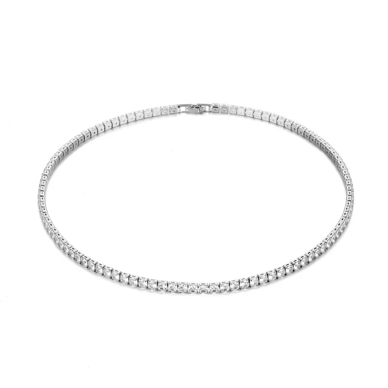Trendy 4mm Lab Diamond Necklace White Gold Filled Party Wedding Necklaces For Women Bridal Tennis Chocker Jewelry Gift