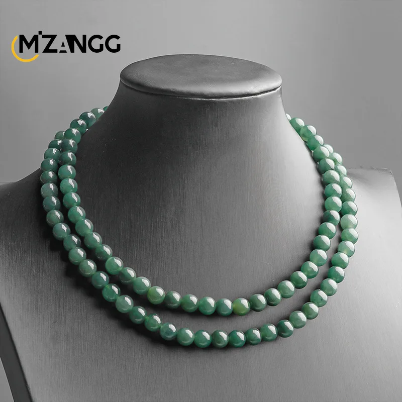Genuine Natural Myanmar Jadeite Necklace 7.5mm Ice Seed Oil Green Jade Bracelet Men's and Women's High Quality Luxury Jewelry