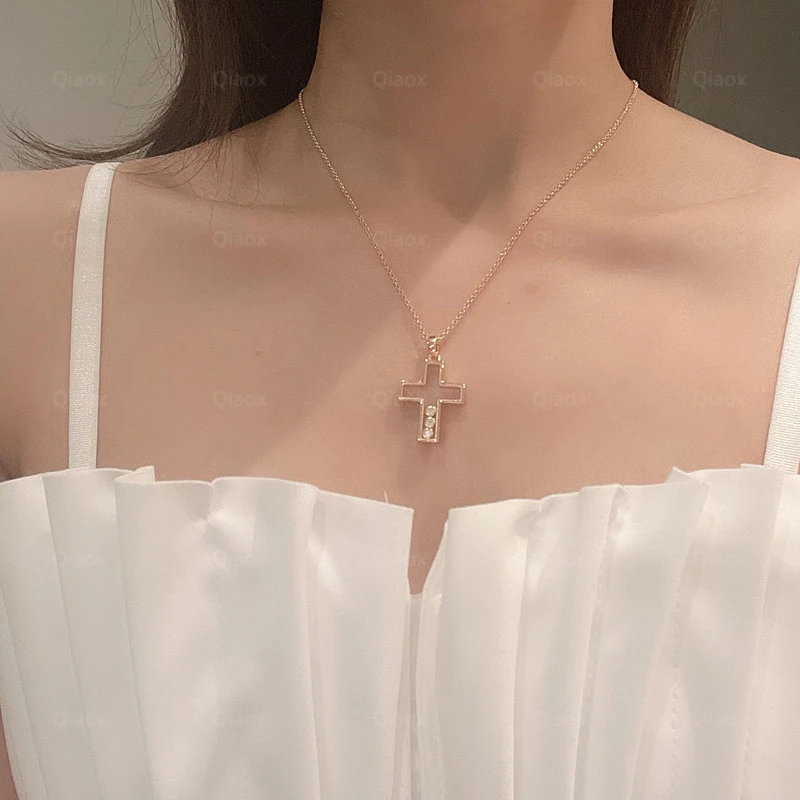 Hot Selling 925 Sterling Silver Cross Necklace for Women's Fashion and Luxury Brand Jewelry Party Couple Gift