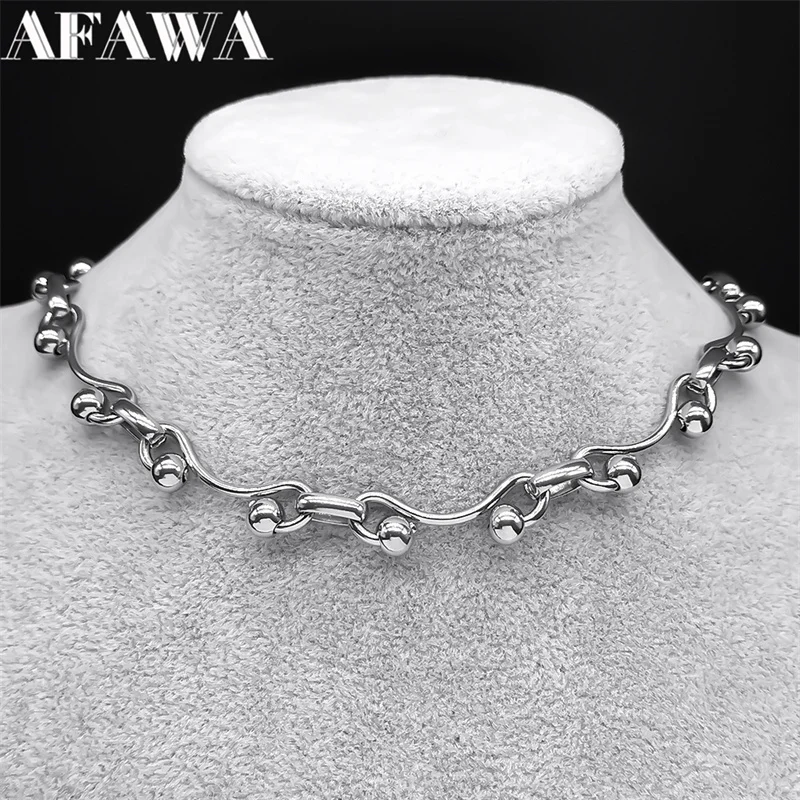 Y2K Choker Chain Necklace for Women Girl Silver Color Stainless Steel Gothic Accessories Men Neck Jewelry Party Anniversary Gift