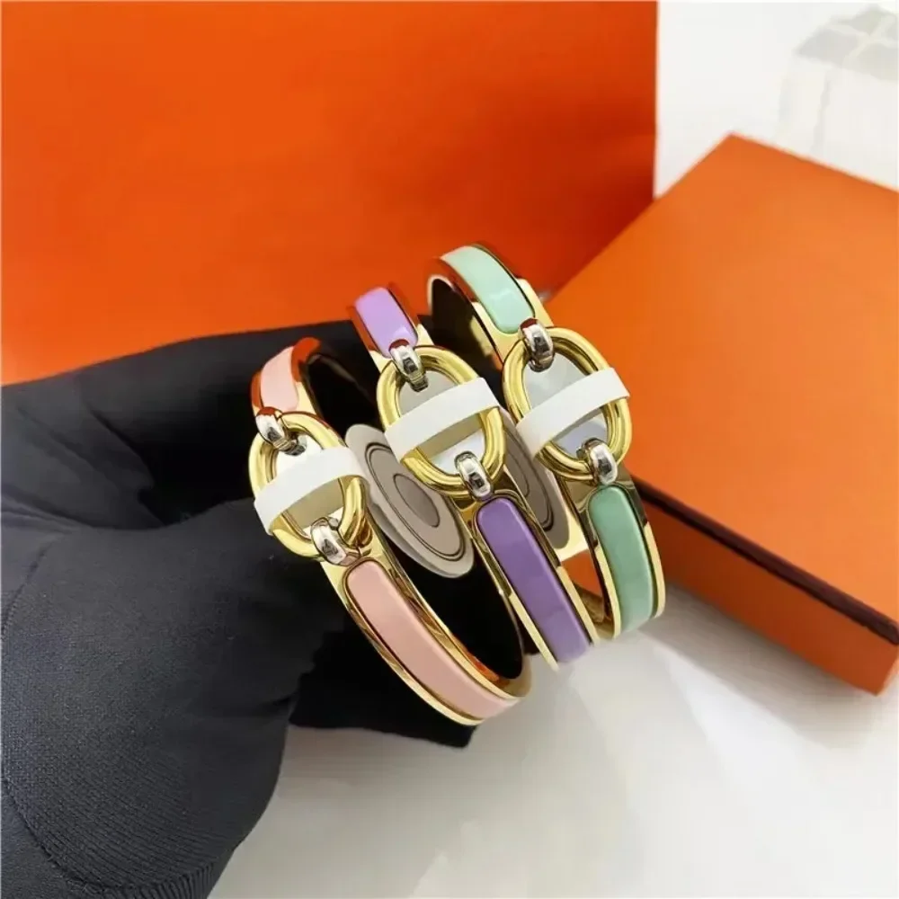 18k of Real Gold Bracelets for Charm Women Girls Designer Punk Goth Gift Bracelets Luxury Jewelry Brand Wholesale Sale bangle