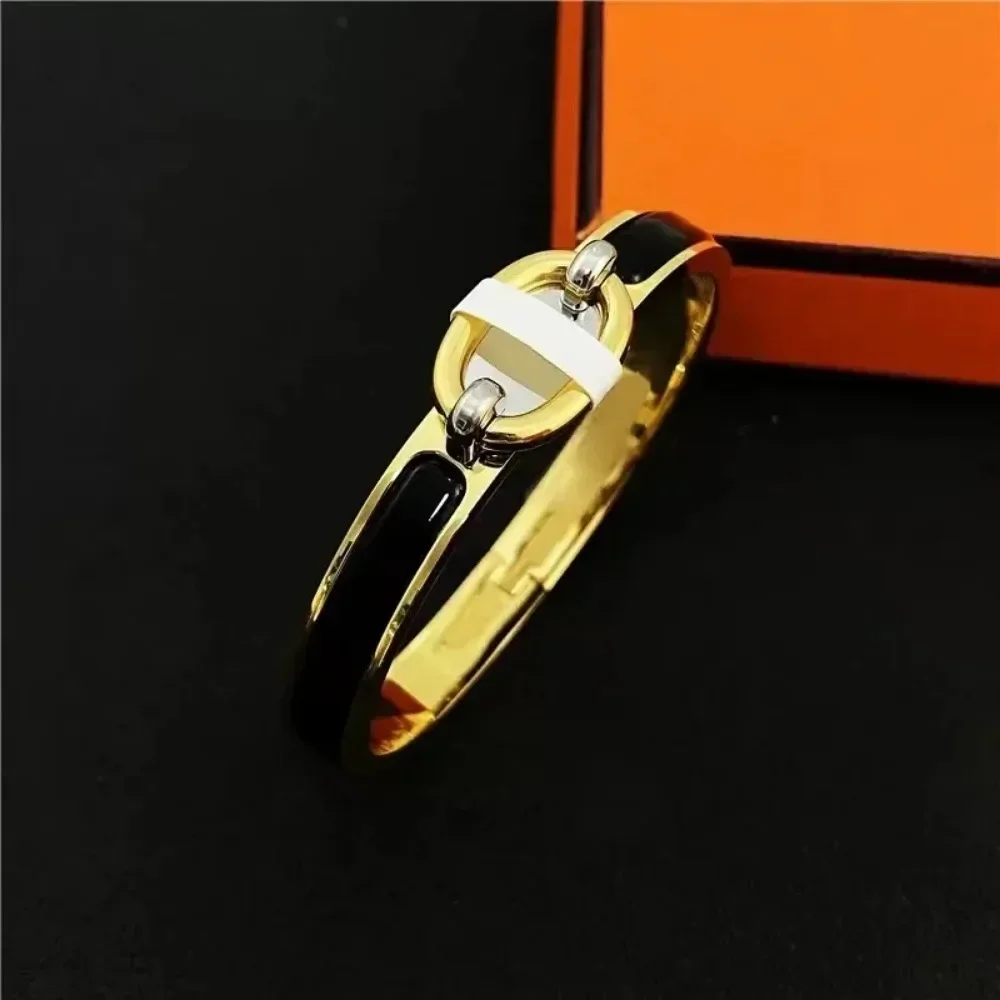 18k of Real Gold Bracelets for Charm Women Girls Designer Punk Goth Gift Bracelets Luxury Jewelry Brand Wholesale Sale bangle