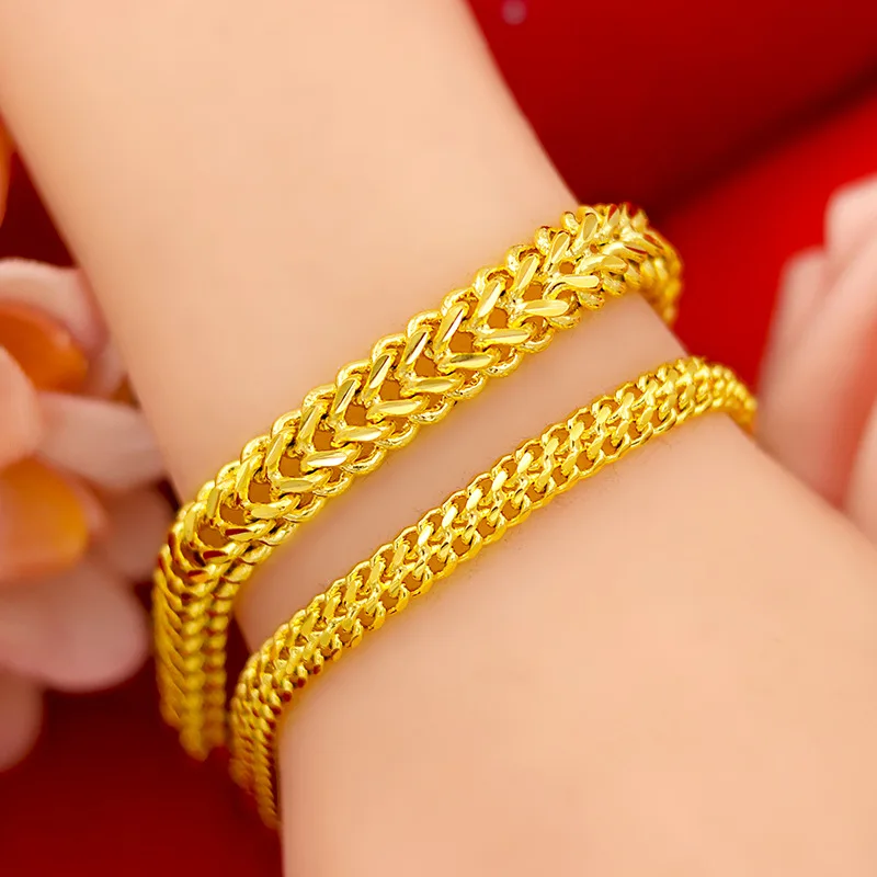 Fashion 14K Gold Bracelet for Women Wedding Engagement Fine Jewelry Luxury Watch Chain Bracelet Not Fade Fine Jewelry Gifts