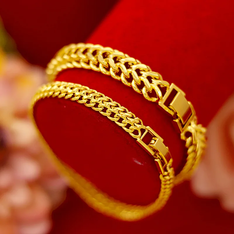 Fashion 14K Gold Bracelet for Women Wedding Engagement Fine Jewelry Luxury Watch Chain Bracelet Not Fade Fine Jewelry Gifts