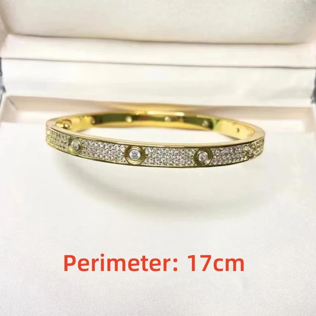 Classic Hot Selling Three Rows Diamond Electroplated 18K Gold Non Fading Men's and Women's Bracelet Ring Zircon Jewelry Gift