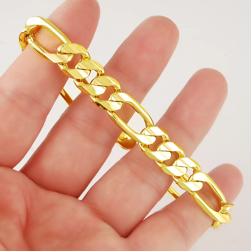 Forever Not Fade 24K Gold Filled Jewelry Bracelets for Men Women Pulseira Feminina Bizuteria Joyas Wedding Fine Bracelets 10MM