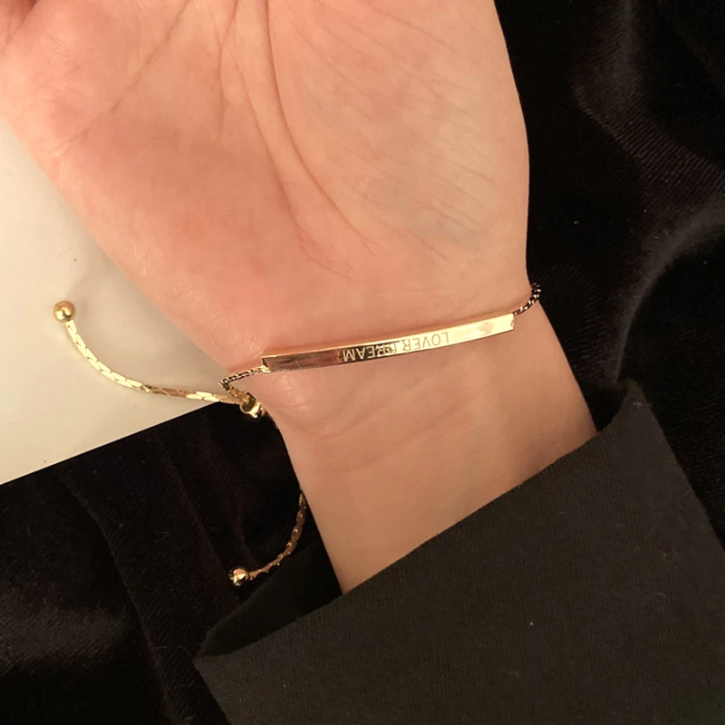 Popular 14K Real Gold Letter LOVER DREAM Bracelet for Women Girl Original Design Temperament Jewelry Birthday Party Gift