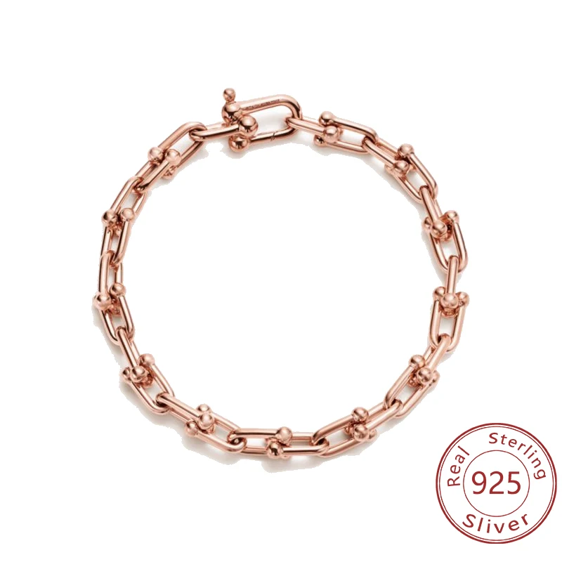 925 silver chain bracelet with interlocking bracelets