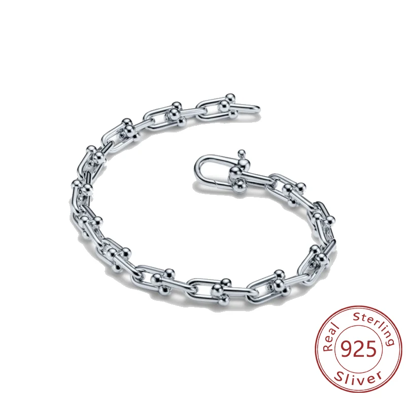 925 silver chain bracelet with interlocking bracelets