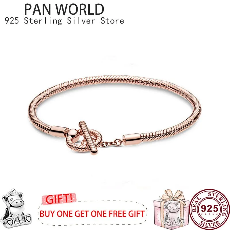 Hot Selling 925 Sterling Silver Beaded Love Heart T-shaped Women's Logo Bracelet Suitable for Original DIY Charm Jewelry