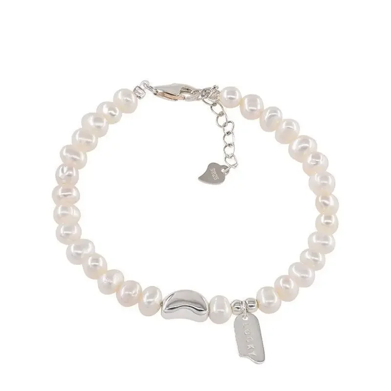 925 Sterling Silver Love Pearl Adjustable Bracelet for Women Elegant Pearl Bracelet Wedding Party Fashion Jewelry Gifts