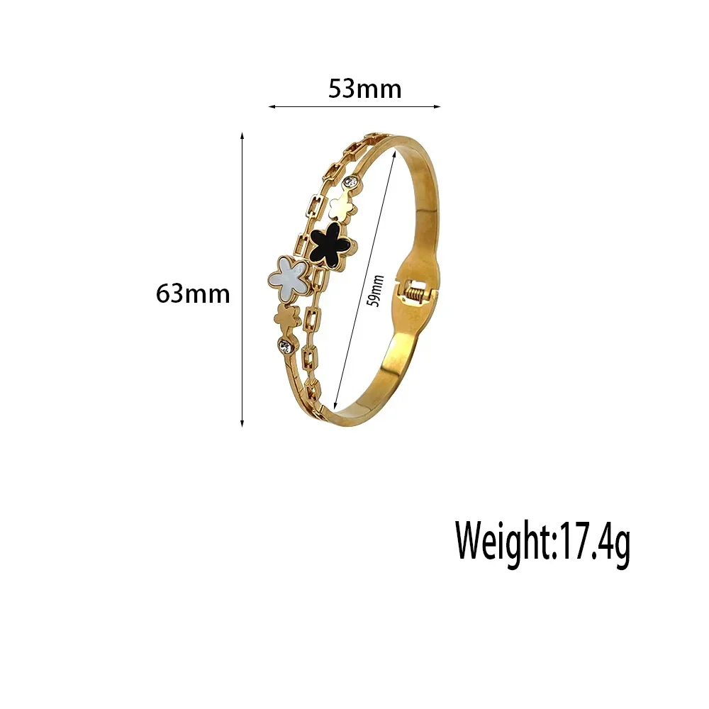Fashion Flower Stainless Steel Bangle for Women Gold Exquisite Jewelry Bracelets Holiday Party Accessories Valentine's Day Gifts