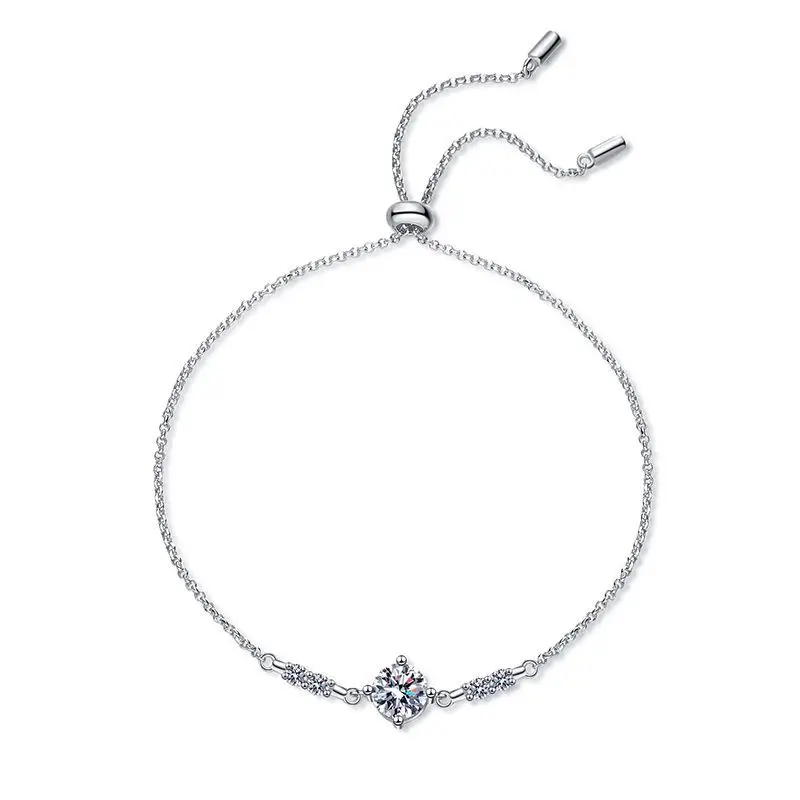 1 Carat Moissanite 925 Sterling Silver Women Bracelet Round Cut Bracelet White Gemstone Anniversary Jewelry 2023