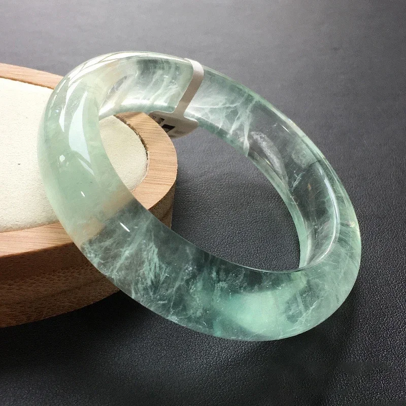 Fresh Jelly Green Natural Fluorite Crystal Bangle for Girl Women Gift Lucky Crystal Bracelets Fashion Bangles Jewelry JoursNeige