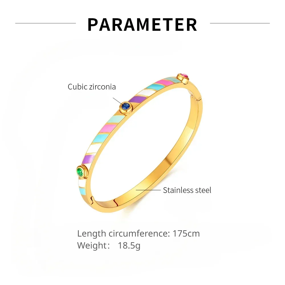 Pandora bracelet light luxury design titanium steel candy color stripes inlaid zirconia stainless steel bracelet women's fashion