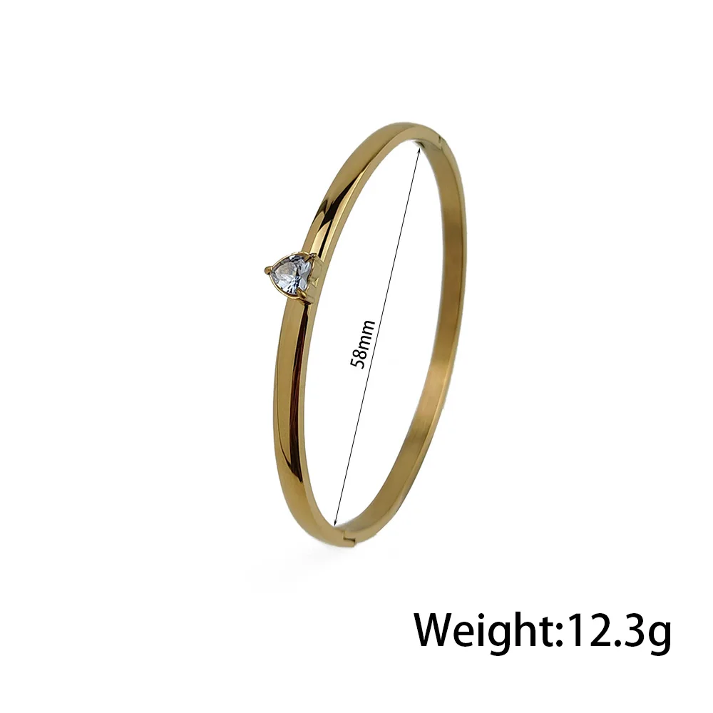 Stainless Steel Bracelet for Women Heart Shape Zircon Bangle Gold Silvery Polish Design Couple Bracelets Jewelry