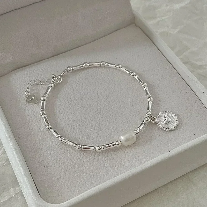 925 Sterling Silver Bracelet Partial Pearls Knots Bracelet for Women Simple Fashion Jewelry Girl Birthday Gift