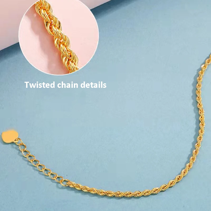 Fine Jewelry Real 18K Gold Twisted Chain Bracelet Solid AU750 Rope Chain Wedding Gift for Women BR002
