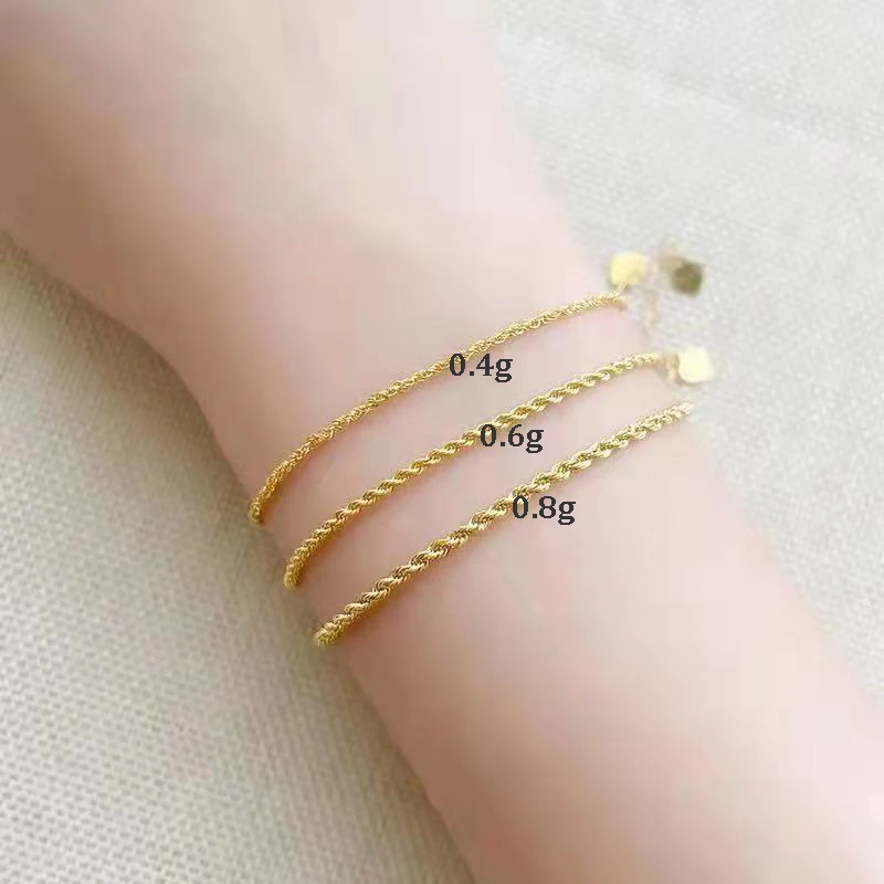 Fine Jewelry Real 18K Gold Twisted Chain Bracelet Solid AU750 Rope Chain Wedding Gift for Women BR002