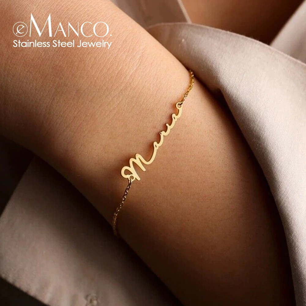 Customized Ladies Name Bracelet Gold Personalized Letter Stainless Steel Jewelry Gifts Support Direct