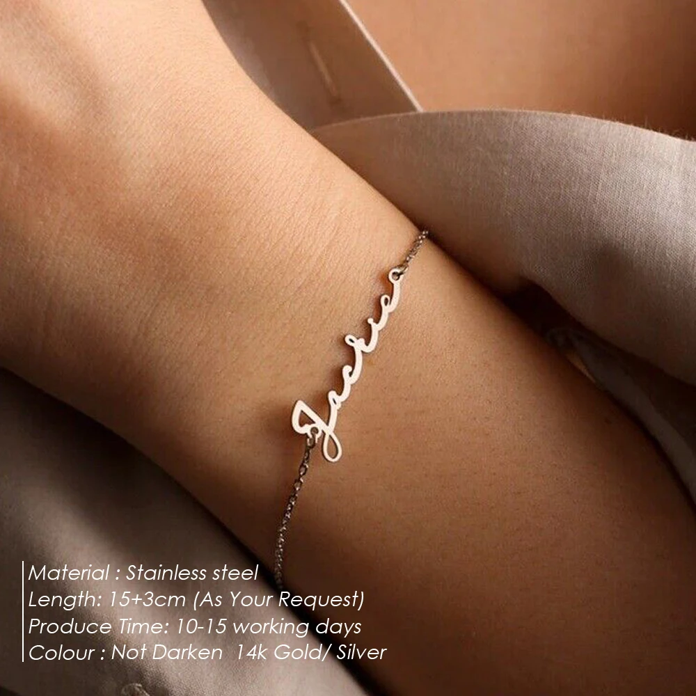 Customized Ladies Name Bracelet Gold Personalized Letter Stainless Steel Jewelry Gifts Support Direct