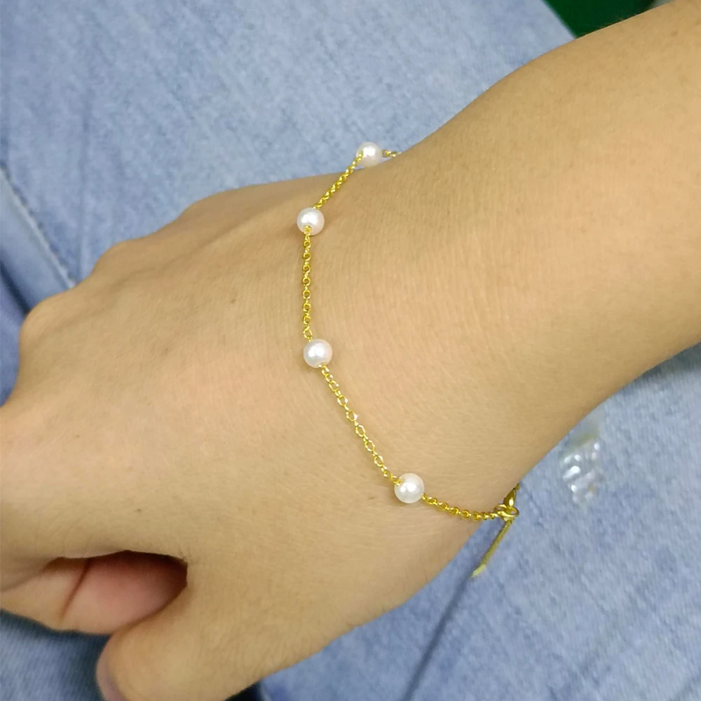 Mini Summer Pearl Bracelets For Women 925 Sterling Silver Adjustable Elegant Pearls Bangle Fine Wedding Banquet Jewelry